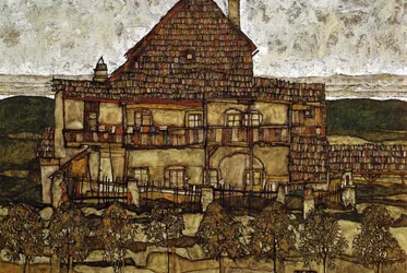 Leopold Museum, Vienne. Maison avec bardeaux.